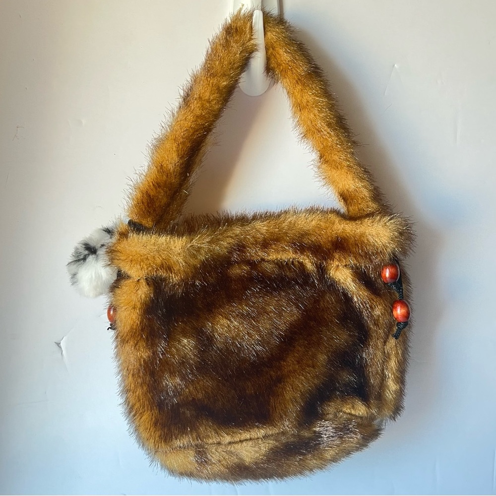 Unique Small Brown Faux Fur Bag 🤎